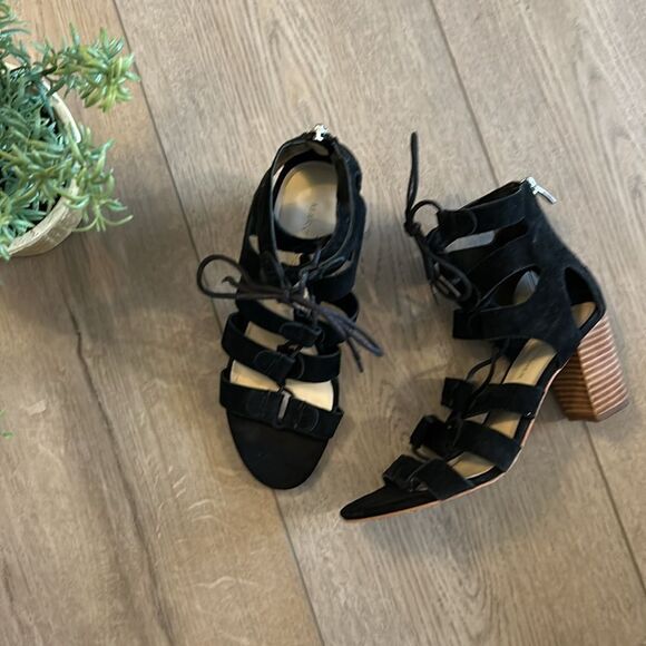 MARC FISHER SUEDE PARADOX GLADIATOR SANDAL BLACK SIZE 7 WIDE EEEUC - Picture 2 of 10